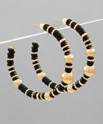  Metal & Heishi Bead Hoops