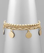  Disk Charm 3 Layer Bracelet