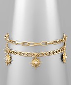  Sunburst Charm 2 Layer Bracelet