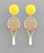  Beaded Crystal Tennis Racket Earrings