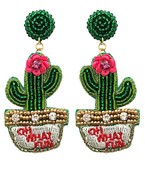  Beaded OH WHAT.. Cactus Earrings