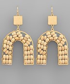  Wood Bead Arch Dangle Earrings
