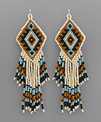  Bead Rhombus & Tassel Earrings