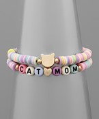  Cat Mom Rubber Beads Bracelet
