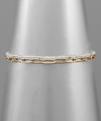  Glass Bead & Chain Layered Bracelet