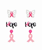  Pink Ribbon Earring Set