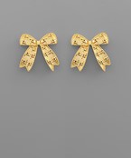  Brass Textured Ribbon Earrings