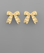  Brass Textured Ribbon Earrings