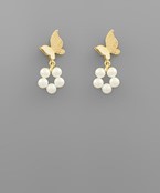  Butterfly & Pearl Dangle Earrings