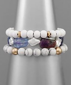  Wood & Glass Beads Bracelet