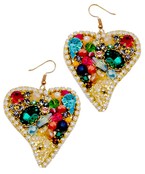  Pearl & Crystal Heart Earrings