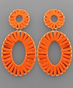  Raffia Wrap Circle & Oval Earrings