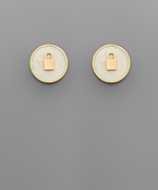  Lock Epoxy Disk Earrings