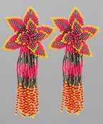  Seed Bead Flower Fringe Earrings