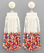  Seed Bead Fringe Drop Earrings