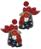 Beaded Crystal Rooster Earrings