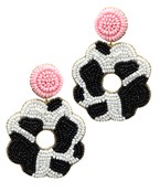  Beaded Cow Pattern Circle Earrings