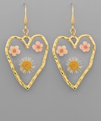  Pressed Flower Heart Earrings