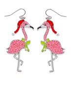  Xmas Beaded Flamingo Earrings