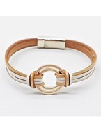  4 Strip Leather Round Bracelet
