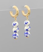  3 Ceramic Ball Drop Earrings