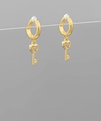  Heart Key Huggie Hoops