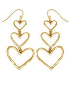  Triple Heart Link Drop Earrings