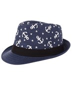  Anchor Print Straw Fedora 