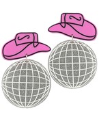  Cowgirl Hat & Disco Ball Earrings