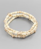  3 Row Bead & Metal Ball Bracelet