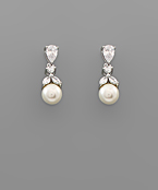  CZ & Pearl Earrings