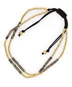  3 Row Bead Stone & Metal Bracelet