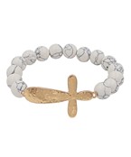 Cross & Natural Stone Bracelet