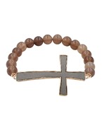  Cross & Glass Bead Bracelet