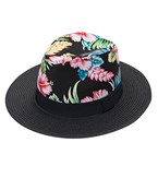  Tropical Floral Print Panama Hat 
