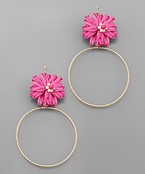  Raffia Flower & Circle Earrings
