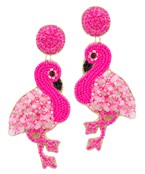  Glass Bead Flamingo Earrings