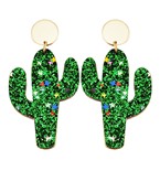  Glitter Cactus Dangle Earrings