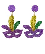  Mardi Gras Glitter Mask Earrings