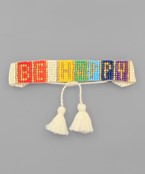  BE HAPPY Beaded String Bracelet