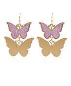  Glitter Double Butterfly Earrings