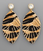  Tiger Print Feather Leather Earrings