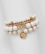  4 Row Coin Charm Accent Bracelet