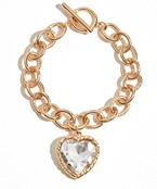  Heart Glass Stone Chain Bracelet
