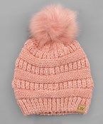  PomPom Cheneille Knit Beanie