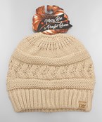  Cable Knit Ponytail Beanie