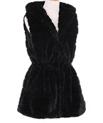  Hooded Faux Fur Vest
