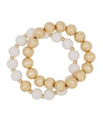  CCB & Wood Ball 2 Row Bracelet