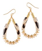  Tube & Glass Bead Teardrop Earrings