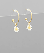  Mini Bead Flower Dangle Hoops